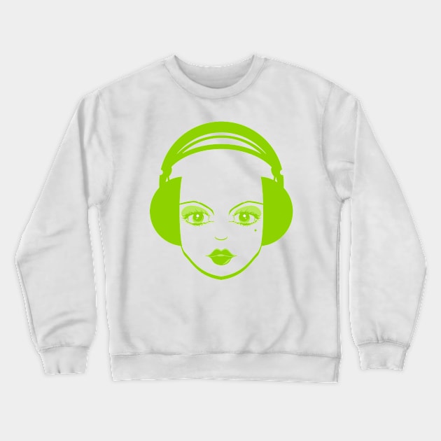 Abstract Headphone Girl Crewneck Sweatshirt by markmurphycreative